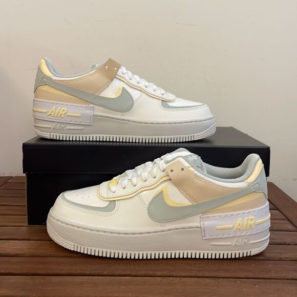 Nike Air Force 1 Shadow Sail Light Silver Citron Tint Women Size 9.5(DR7883-101) - Picture 1 of 14
